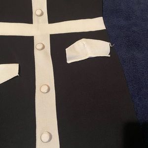 Button up bodycon dress, small bodycon black and white button contrast binding